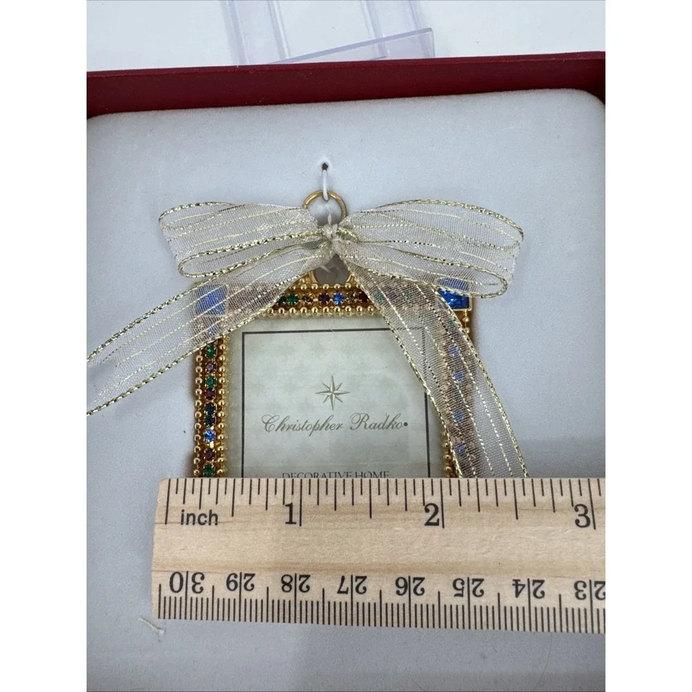 Christopher Radko Jeweled Gold-tone Picture Frame‎ Ornament Holidays Christmas